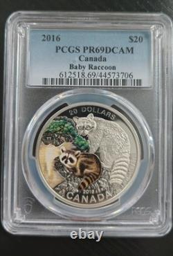 2016 Canada NGC PR69 DCAM $20 Fine 1oz Silver Coin Baby Animals Raccoon