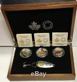 2016 Canada Set of Tree Proof $20 Silver Colorized Coins-Canadian Salmonids OGP