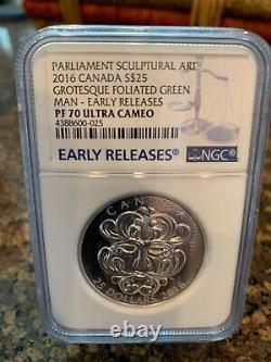 2016 Canada Silver Coin Parliament Foliated Green Man ER PF70 Ultra Cameo NGC