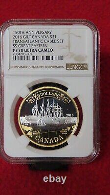 2016 Canada Silver Gold Gilt Gild Transatlantic Cable Great Eastern PR PF 70 NGC