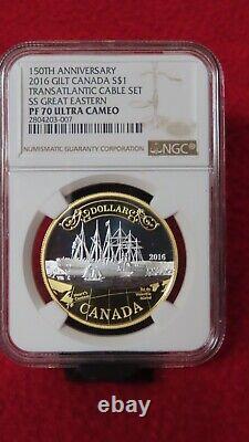 2016 Canada Silver Gold Gilt Gild Transatlantic Cable Great Eastern PR PF 70 NGC