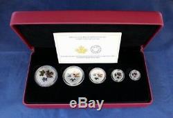 2016 Canada Silver Proof 5 coin set The Maple Leaf in Case with COA (R10/14)