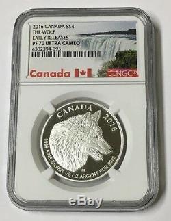 2016 Canada Silver Proof The Wolf 4 Coin Set Ngc Pf70 F/r Ultra Cameo