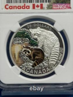 2016 NGC Canadian Baby Animals Series Raccoon Silver $20 PF 70 Ultra Cameo