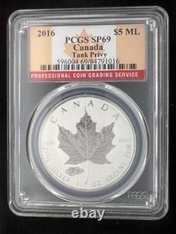 2016 Tank Privy PCGS SP69 Reverse Proof Canada Silver Maple 1oz 9999 RCM
