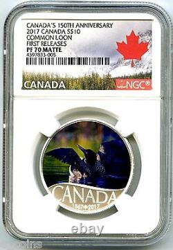 2017 $10 Canada 150th Annv Loon Silver Proof Ngc Pf70 Matte First Releases