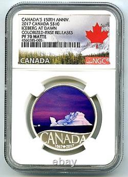 2017 $10 Canada 150th Silver Proof Ngc Pf70 Iceberg At Dawn First Releases