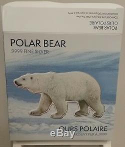 2017 100-gram Pure Silver Proof-like Iconic Polar Bear Canada, Mintage 1867