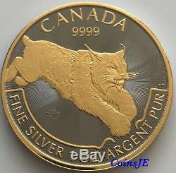 2017 1oz. 999 Canada Predator Lynx Gold Gilded & Ruthenium Silver Coin