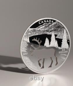 2017 $30 Endangered Animal Cutout Woodland Caribou Pure Silver Coin Canada