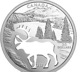2017 $30 Endangered Animal Cutout Woodland Caribou Pure Silver Coin Canada