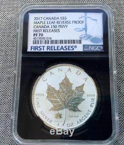 2017 $5 CANADA Maple Leaf 150TH PRIVY REVERSE PROOF NGC PF70 first releases