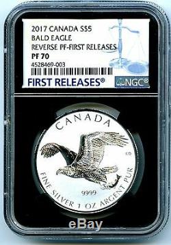 2017 $5 Canada 1oz Silver Ngc Pf70 Bald Eagle Reverse Proof First Releases