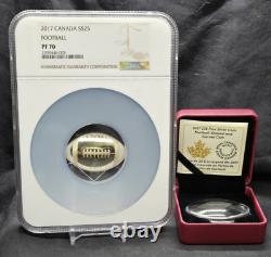 2017 CANADA $25 1 oz FOOTBALL NGC PF70 UC. 999 SILVER CONVEX COIN