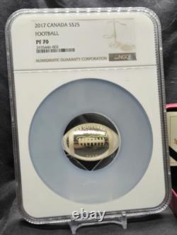 2017 CANADA $25 1 oz FOOTBALL NGC PF70 UC. 999 SILVER CONVEX COIN