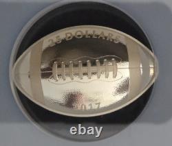 2017 CANADA $25 1 oz FOOTBALL NGC PF70 UC. 999 SILVER CONVEX COIN