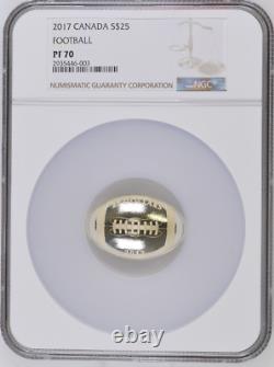 2017 CANADA $25 1 oz FOOTBALL NGC PF70 UC. 999 SILVER CONVEX COIN