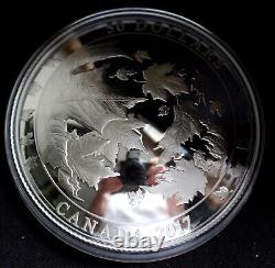 2017 CANADA $50 FINE SILVER PROOF 5 Oz. CONVEX Coin MAPLE LEAVES IN MOTION