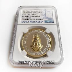 2017 CANADA Great Seal of Canada Gilt Silver Coin ER NGC Proof 69 UC withCOA