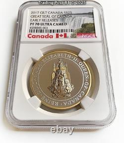 2017 CANADA Great Seal of Canada Gilt Silver Coin ER NGC Proof 70 UC withCOA