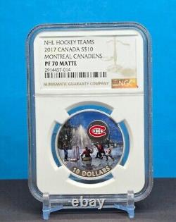 2017 Canada $10 NHL Hockey Teams Montreal Canadiens Ngc Pf70 Matte Silver Coin