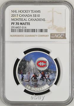 2017 Canada $10 NHL Hockey Teams Montreal Canadiens Ngc Pf70 Matte Silver Coin