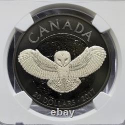 2017 Canada $20 Nocturnal By Nature Barn Owl Ngc Pf70 Uc. 999 Silver Coin