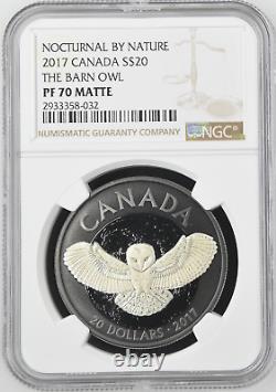 2017 Canada $20 Nocturnal By Nature Barn Owl Ngc Pf70 Uc. 999 Silver Coin