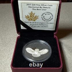 2017 Canada $20 Silver Barn Owl Coin 1oz. 9999 Proof with COA & RCM Box Set