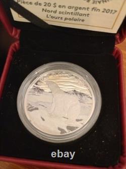 2017 Canada $20 Silver Nature's Impressions Polar Bear Coin withCOA & Box