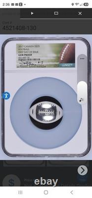 2017 Canada $25 Silver Football Proof 1st Day NGC GEM PROOF Joe Theismann Signed