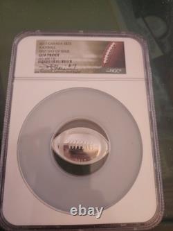 2017 Canada $25 Silver Football Proof 1st Day NGC GEM PROOF Joe Theismann Signed