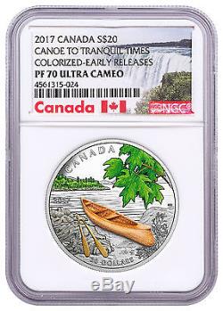 2017 Canada Canoe Tranquil Times 1 oz Silver Colorized NGC PF70 UC ER SKU48362