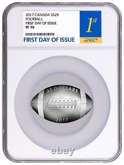 2017 Canada Football Silver Proof $25 Ngc Pf70 Ucam First Day Of Issue 8500 Made