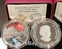 2017 Canada Maple Leaf Raindrop Crystal 1OZ $20 Pure Silver Proof Coin