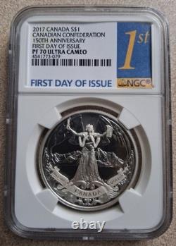 2017 Canada Ngc 1st Day Issue Pf70 Ucam 150th Anniv Canadian Confederation S$1