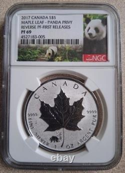 2017 Canada Ngc 1st Releases Rev Pf69 Silver Maple Leaf Panda Privy S$5! Rare