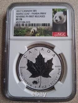 2017 Canada Ngc 1st Releases Rev Pf70 Silver Maple Leaf Panda Privy S$5! Rare