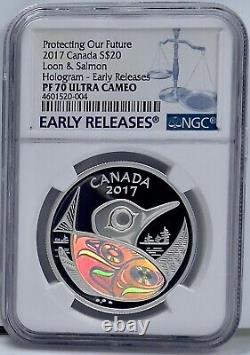 2017 Canada Protecting Our Future Loon Salmon Silver Hologram Coin NGC PF70UCAM