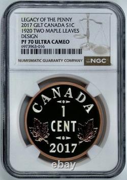 2017 Canada S1C Legacy Of The Penny Gilt 1920 Two Maple Leaves NGC PF70 UCAM