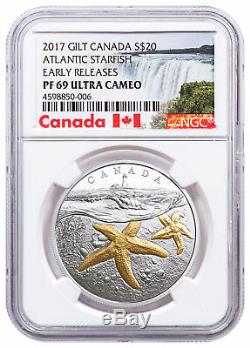 2017 Canada Sea Atlantic Starfish 1 oz Silver Gilt $20 NGC PF69 UC ER SKU49408
