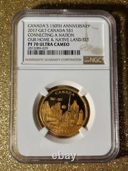 2017 Canada Silver Proof Loonie Dollar Ngc Pf70 Ucam Gilt Loon 150th Anniversary