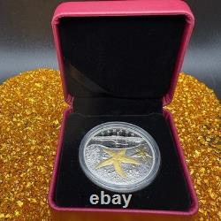 2017 Canadian $20.999 Silver 1 oz Sea Atlantic Starfish, Gold Gilt, COA, Case