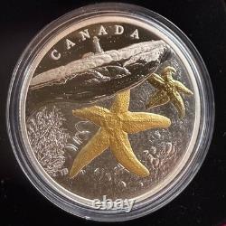 2017 Canadian $20.999 Silver 1 oz Sea Atlantic Starfish, Gold Gilt, COA, Case