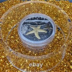 2017 Canadian $20.999 Silver 1 oz Sea Atlantic Starfish, Gold Gilt, COA, Case