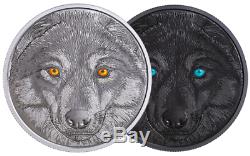2017 Eyes Great WOLF $15 23.17gram Pure Silver Proof Coin Canada Glow-In-Dark