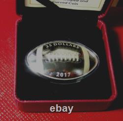 2017 Football-Shaped Curved Convex Canada Coin $25 1 oz. Pure Silver Proof