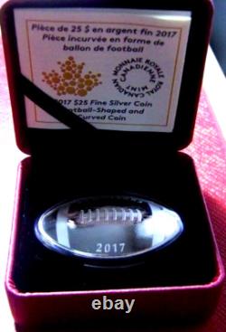 2017 Football-Shaped Curved Convex Canada Coin $25 1 oz. Pure Silver Proof