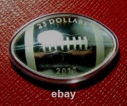 2017 Football-Shaped Curved Convex Canada Coin $25 1 oz. Pure Silver Proof