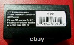 2017 Football-Shaped Curved Convex Canada Coin $25 1 oz. Pure Silver Proof